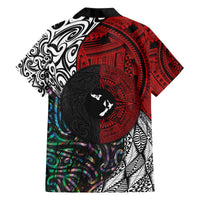 Tonga and New Zealand Together Family Matching Puletasi and Hawaiian Shirt Tongan Kupesi Ngatu Tattoo and Maori Paua Shell Pattern LT03 - Polynesian Pride