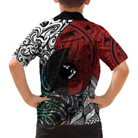 Tonga and New Zealand Together Family Matching Tank Maxi Dress and Hawaiian Shirt Tongan Kupesi Ngatu Tattoo and Maori Paua Shell Pattern LT03 - Polynesian Pride