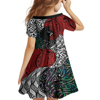 Tonga and New Zealand Together Family Matching Tank Maxi Dress and Hawaiian Shirt Tongan Kupesi Ngatu Tattoo and Maori Paua Shell Pattern LT03 - Polynesian Pride