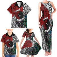 Tonga and New Zealand Together Family Matching Tank Maxi Dress and Hawaiian Shirt Tongan Kupesi Ngatu Tattoo and Maori Paua Shell Pattern LT03 - Polynesian Pride