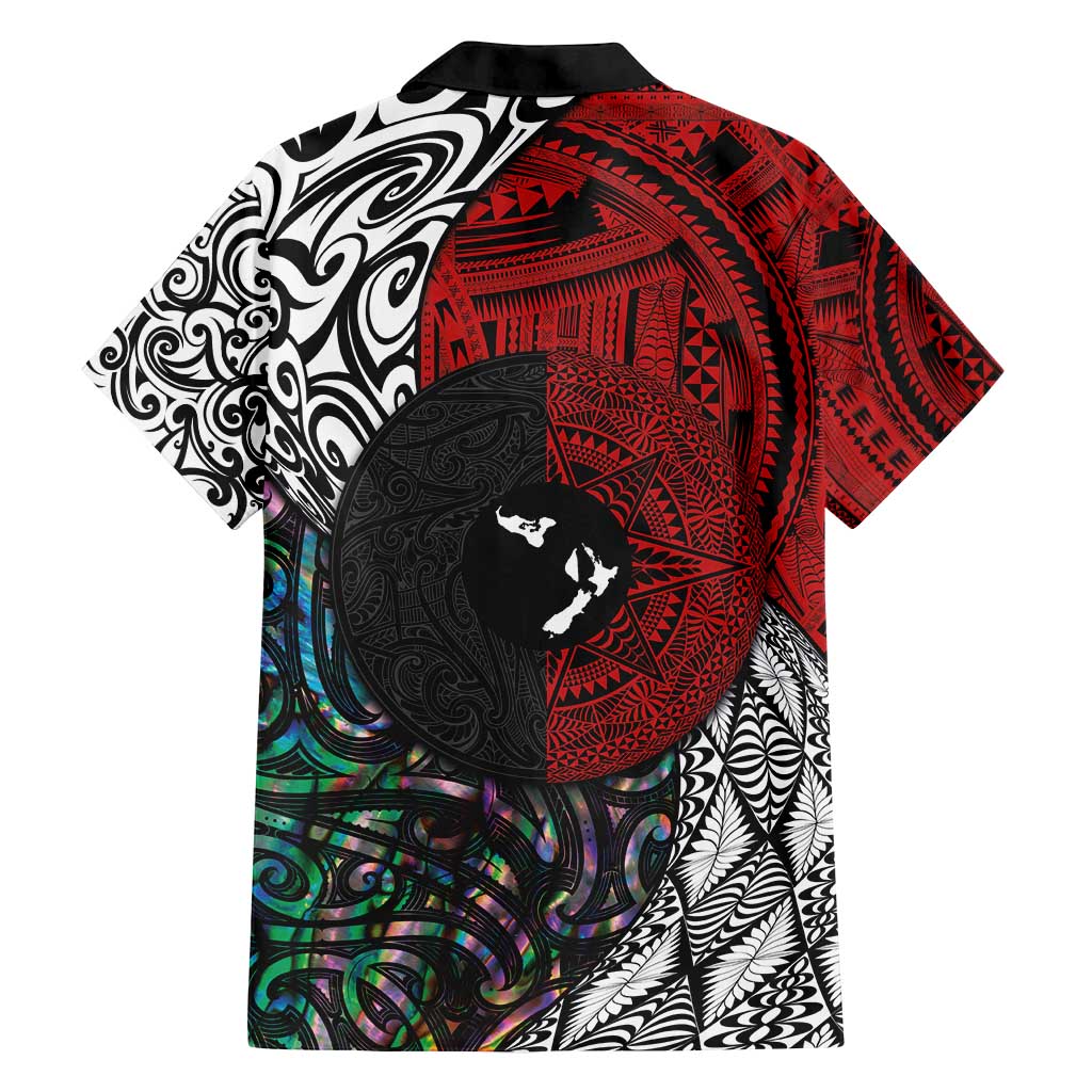 Tonga and New Zealand Together Family Matching Tank Maxi Dress and Hawaiian Shirt Tongan Kupesi Ngatu Tattoo and Maori Paua Shell Pattern LT03 - Polynesian Pride
