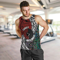 Tonga and New Zealand Together Men Tank Top Tongan Kupesi Ngatu Tattoo and Maori Paua Shell Pattern