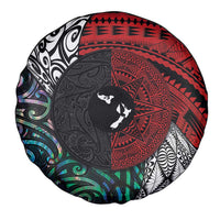 Tonga and New Zealand Together Spare Tire Cover Tongan Kupesi Ngatu Tattoo and Maori Paua Shell Pattern LT03 - Polynesian Pride
