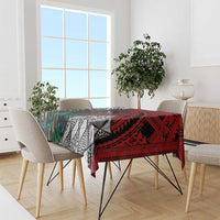 Tonga and New Zealand Together Tablecloth Tongan Kupesi Ngatu Tattoo and Maori Paua Shell Pattern