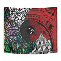 Tonga and New Zealand Together Tapestry Tongan Kupesi Ngatu Tattoo and Maori Paua Shell Pattern