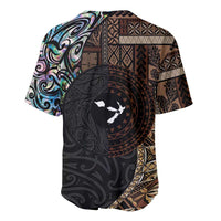 Samoa and New Zealand Together Baseball Jersey Siapo Motif and Maori Paua Shell Pattern LT03 - Polynesian Pride