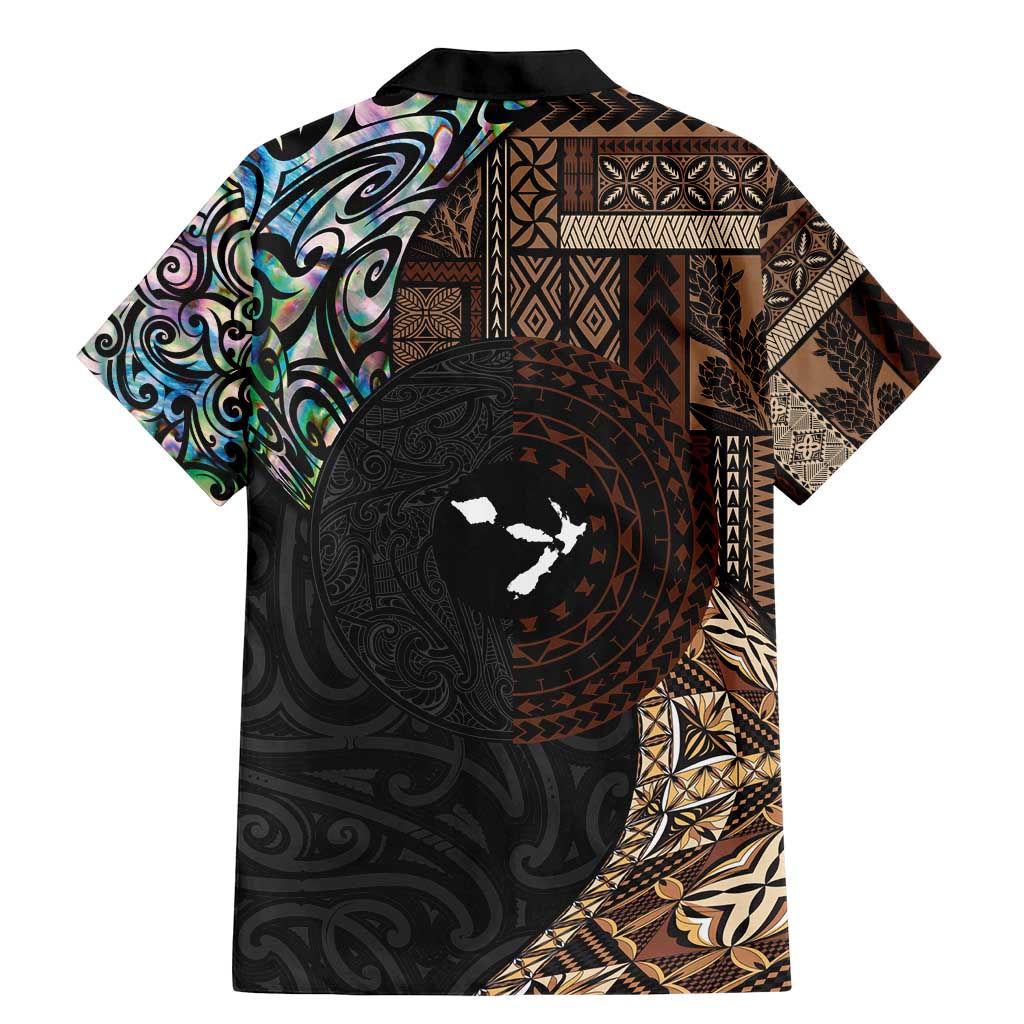Samoa and New Zealand Together Family Matching Mermaid Dress and Hawaiian Shirt Siapo Motif and Maori Paua Shell Pattern LT03 - Polynesian Pride