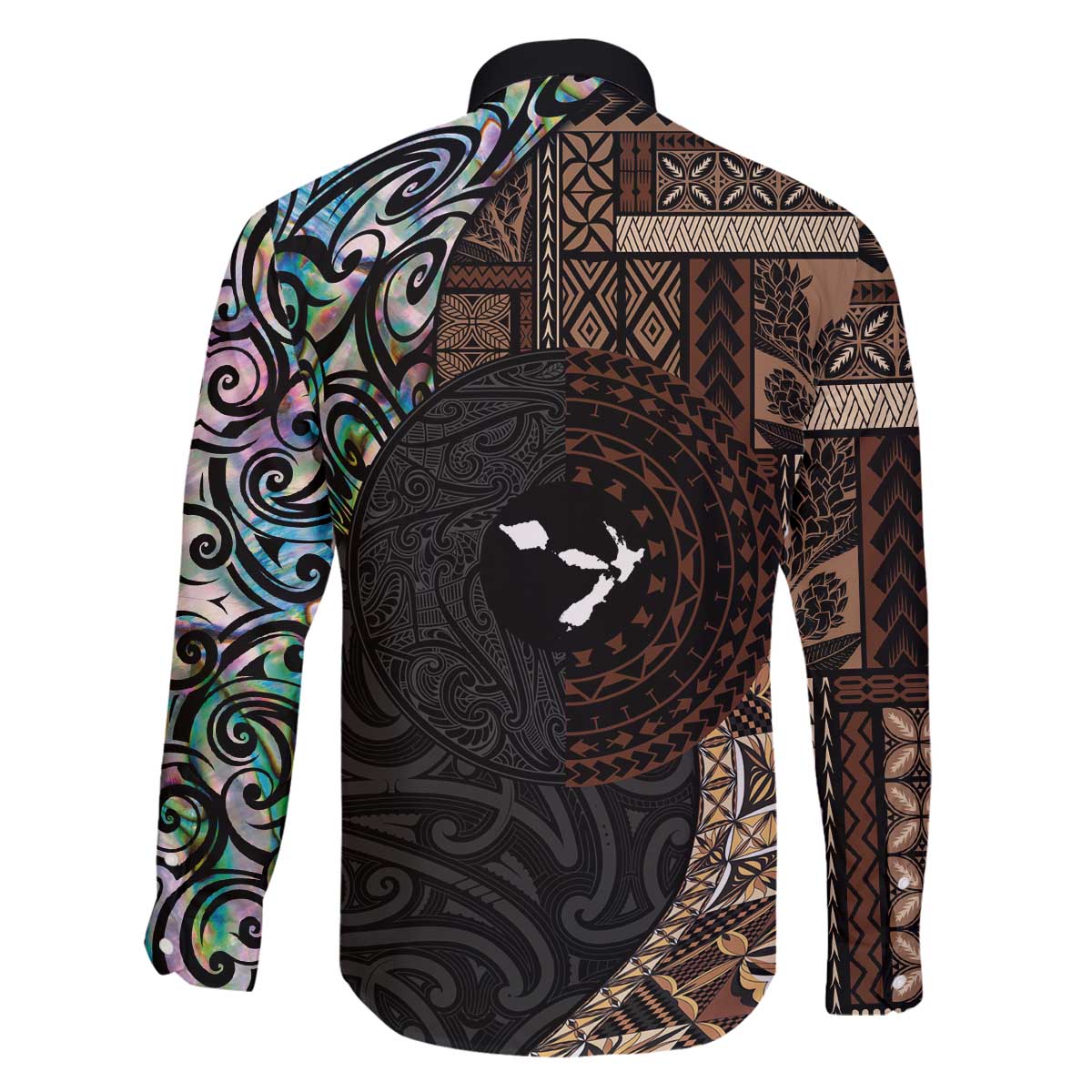 Samoa and New Zealand Together Family Matching Off Shoulder Short Dress and Hawaiian Shirt Siapo Motif and Maori Paua Shell Pattern LT03 - Polynesian Pride