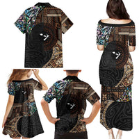Samoa and New Zealand Together Family Matching Puletasi and Hawaiian Shirt Siapo Motif and Maori Paua Shell Pattern LT03 - Polynesian Pride
