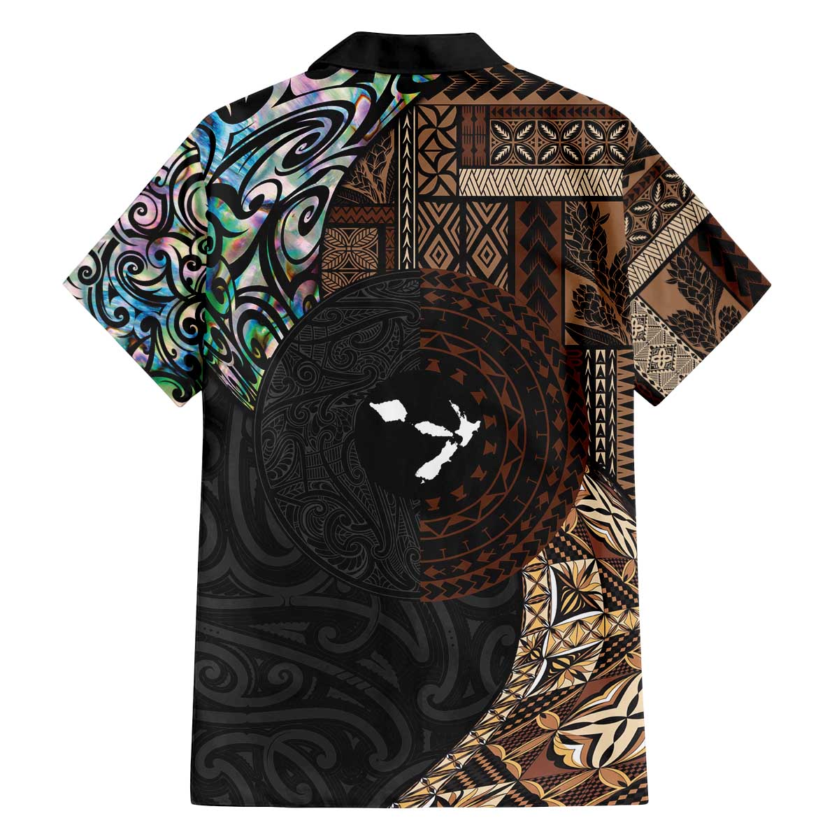 Samoa and New Zealand Together Family Matching Puletasi and Hawaiian Shirt Siapo Motif and Maori Paua Shell Pattern LT03 - Polynesian Pride