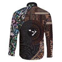 Samoa and New Zealand Together Family Matching Puletasi and Hawaiian Shirt Siapo Motif and Maori Paua Shell Pattern LT03 - Polynesian Pride