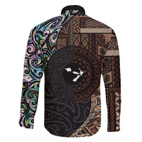 Samoa and New Zealand Together Family Matching Summer Maxi Dress and Hawaiian Shirt Siapo Motif and Maori Paua Shell Pattern LT03 - Polynesian Pride