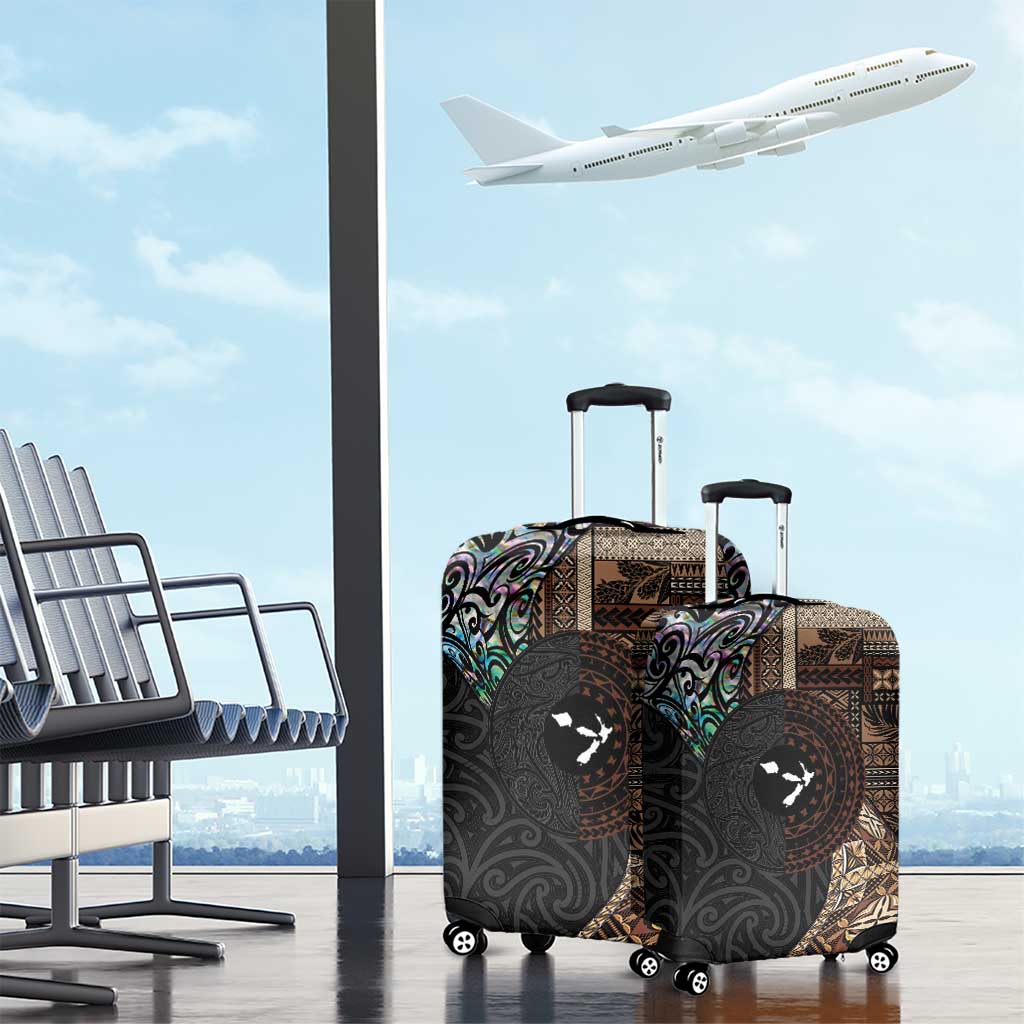 Samoa and New Zealand Together Luggage Cover Siapo Motif and Maori Paua Shell Pattern