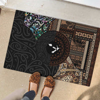 Samoa and New Zealand Together Rubber Doormat Siapo Motif and Maori Paua Shell Pattern