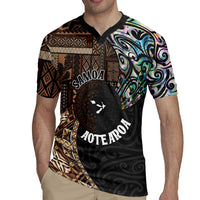 Samoa and New Zealand Together Rugby Jersey Siapo Motif and Maori Paua Shell Pattern LT03 - Polynesian Pride