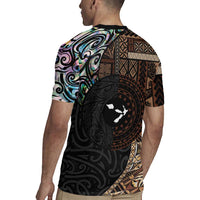 Samoa and New Zealand Together Rugby Jersey Siapo Motif and Maori Paua Shell Pattern LT03 - Polynesian Pride