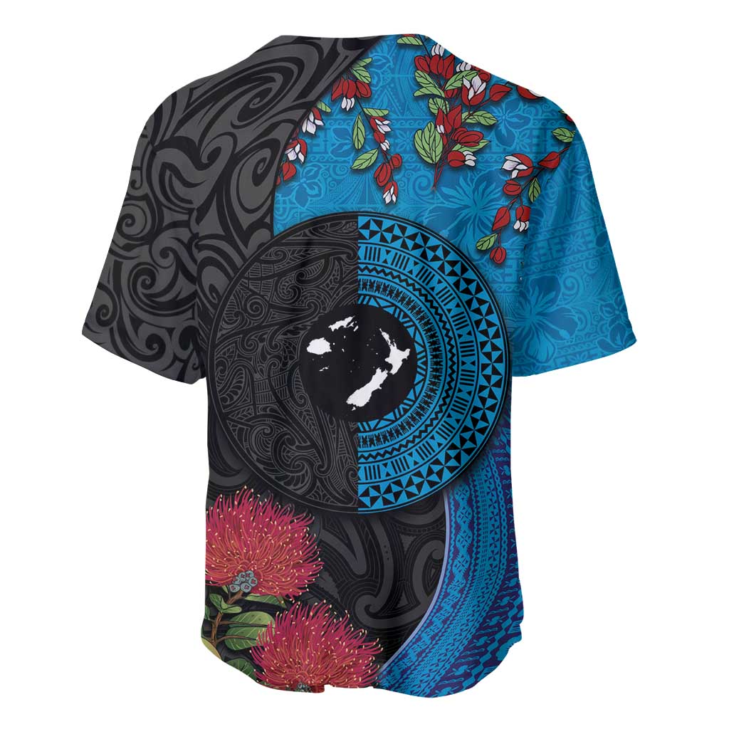 Fiji and New Zealand Together Baseball Jersey Tapa Maori Tattoo mix Tagimoucia and Pohutukawa LT03 - Polynesian Pride