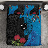 Fiji and New Zealand Together Bedding Set Tapa Maori Tattoo mix Tagimoucia and Pohutukawa LT03 Black - Polynesian Pride