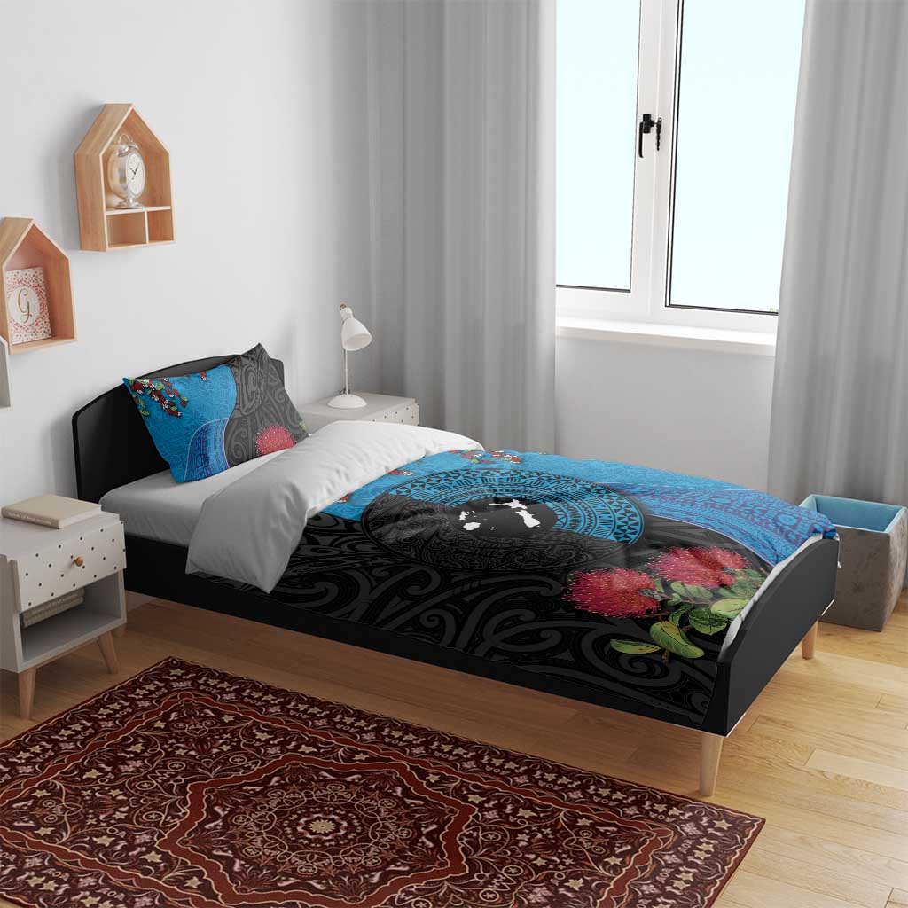 Fiji and New Zealand Together Bedding Set Tapa Maori Tattoo mix Tagimoucia and Pohutukawa LT03 - Polynesian Pride