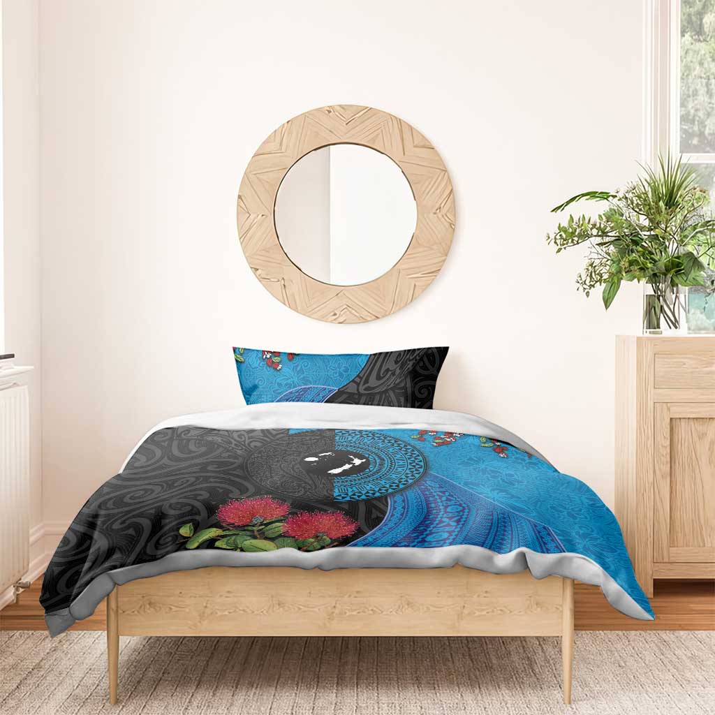 Fiji and New Zealand Together Bedding Set Tapa Maori Tattoo mix Tagimoucia and Pohutukawa LT03 - Polynesian Pride
