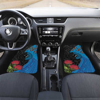 Fiji and New Zealand Together Car Mats Tapa Maori Tattoo mix Tagimoucia and Pohutukawa LT03 Set 2pcs - Front Black - Polynesian Pride