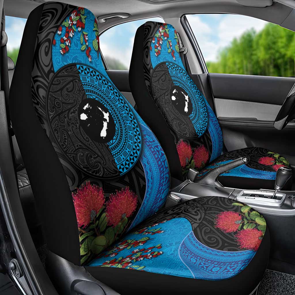 Fiji and New Zealand Together Car Seat Cover Tapa Maori Tattoo mix Tagimoucia and Pohutukawa LT03 - Polynesian Pride