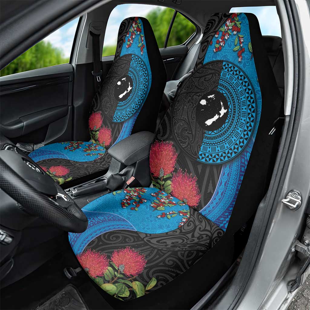 Fiji and New Zealand Together Car Seat Cover Tapa Maori Tattoo mix Tagimoucia and Pohutukawa LT03 - Polynesian Pride