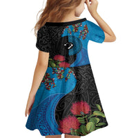Fiji and New Zealand Together Family Matching Long Sleeve Bodycon Dress and Hawaiian Shirt Tapa Maori Tattoo mix Tagimoucia and Pohutukawa LT03 - Polynesian Pride