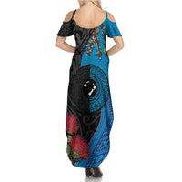 Fiji and New Zealand Together Family Matching Summer Maxi Dress and Hawaiian Shirt Tapa Maori Tattoo mix Tagimoucia and Pohutukawa LT03 - Polynesian Pride