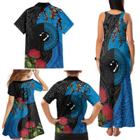 Fiji and New Zealand Together Family Matching Tank Maxi Dress and Hawaiian Shirt Tapa Maori Tattoo mix Tagimoucia and Pohutukawa LT03 - Polynesian Pride