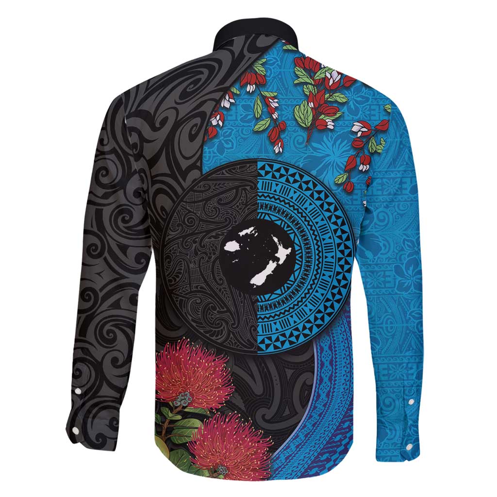 Fiji and New Zealand Together Family Matching Tank Maxi Dress and Hawaiian Shirt Tapa Maori Tattoo mix Tagimoucia and Pohutukawa LT03 - Polynesian Pride