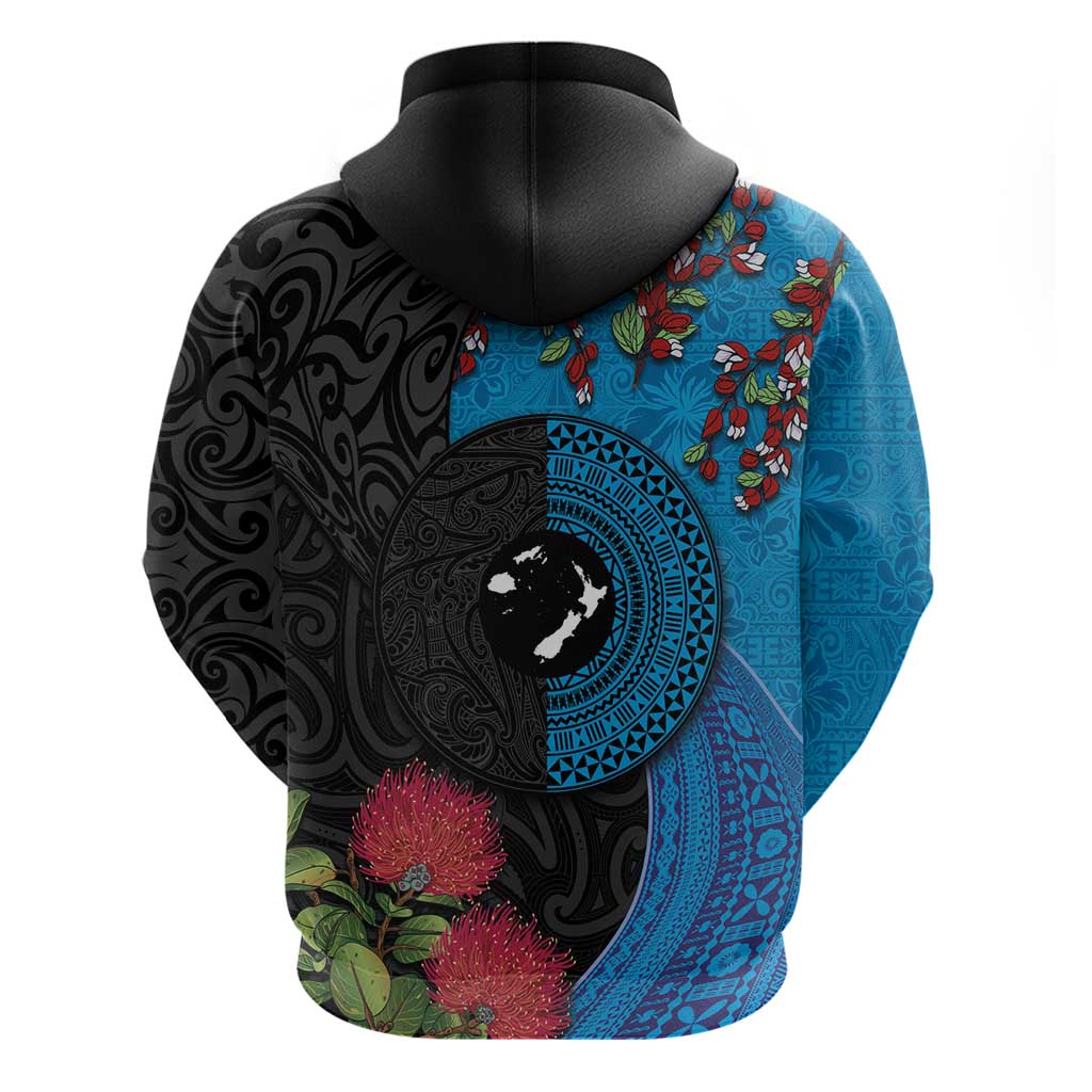Fiji and New Zealand Together Hoodie Tapa Maori Tattoo mix Tagimoucia and Pohutukawa LT03 - Polynesian Pride