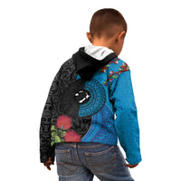 Fiji and New Zealand Together Kid Hoodie Tapa Maori Tattoo mix Tagimoucia and Pohutukawa LT03 - Polynesian Pride