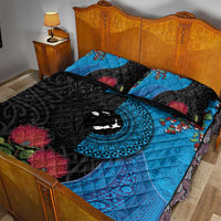 Fiji and New Zealand Together Quilt Bed Set Tapa Maori Tattoo mix Tagimoucia and Pohutukawa LT03 - Polynesian Pride