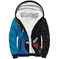 Fiji and New Zealand Together Sherpa Hoodie Tapa Maori Tattoo mix Tagimoucia and Pohutukawa LT03 Unisex Black - Polynesian Pride