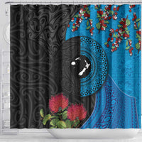 Fiji and New Zealand Together Shower Curtain Tapa Maori Tattoo mix Tagimoucia and Pohutukawa LT03 - Polynesian Pride
