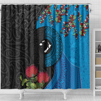 Fiji and New Zealand Together Shower Curtain Tapa Maori Tattoo mix Tagimoucia and Pohutukawa LT03 - Polynesian Pride