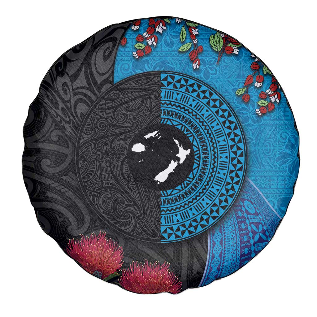 Fiji and New Zealand Together Spare Tire Cover Tapa Maori Tattoo mix Tagimoucia and Pohutukawa LT03 - Polynesian Pride