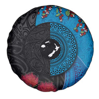 Fiji and New Zealand Together Spare Tire Cover Tapa Maori Tattoo mix Tagimoucia and Pohutukawa LT03 - Polynesian Pride