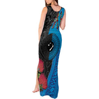 Fiji and New Zealand Together Tank Maxi Dress Tapa Maori Tattoo mix Tagimoucia and Pohutukawa LT03 - Polynesian Pride