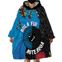Fiji and New Zealand Together Wearable Blanket Hoodie Tapa Maori Tattoo mix Tagimoucia and Pohutukawa LT03 - Polynesian Pride