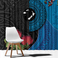 Fiji and New Zealand Together Window Curtain Tapa Maori Tattoo mix Tagimoucia and Pohutukawa LT03 - Polynesian Pride