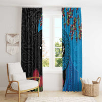 Fiji and New Zealand Together Window Curtain Tapa Maori Tattoo mix Tagimoucia and Pohutukawa LT03 - Polynesian Pride