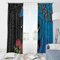 Fiji and New Zealand Together Window Curtain Tapa Maori Tattoo mix Tagimoucia and Pohutukawa LT03 - Polynesian Pride