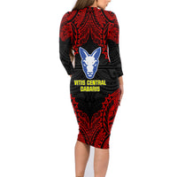 Vitis Central Dabaris Rugby Family Matching Long Sleeve Bodycon Dress and Hawaiian Shirt Papua New Guinea Polynesian Tattoo LT03 - Polynesian Pride