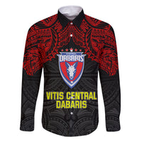 Vitis Central Dabaris Rugby Family Matching Mermaid Dress and Hawaiian Shirt Papua New Guinea Polynesian Tattoo LT03 Dad's Shirt - Long Sleeve Red - Polynesian Pride