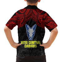 Vitis Central Dabaris Rugby Family Matching Off Shoulder Long Sleeve Dress and Hawaiian Shirt Papua New Guinea Polynesian Tattoo LT03 - Polynesian Pride