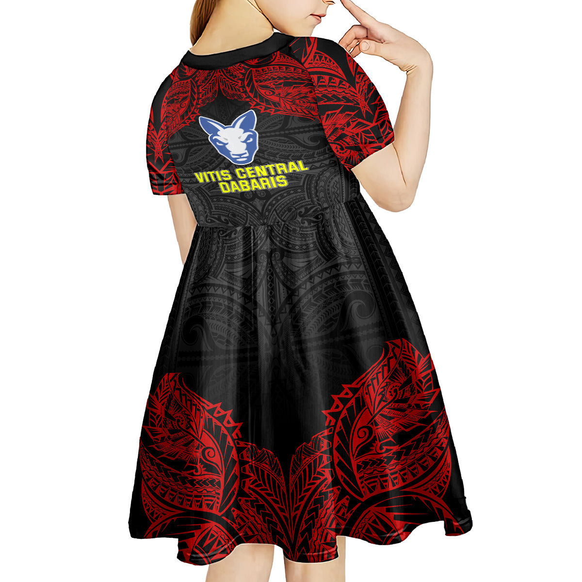 Vitis Central Dabaris Rugby Kid Short Sleeve Dress Papua New Guinea Polynesian Tattoo LT03 - Polynesian Pride
