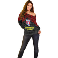 Vitis Central Dabaris Rugby Off Shoulder Sweater Papua New Guinea Polynesian Tattoo LT03 - Polynesian Pride