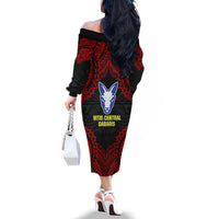 Vitis Central Dabaris Rugby Off The Shoulder Long Sleeve Dress Papua New Guinea Polynesian Tattoo LT03 - Polynesian Pride